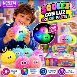 SQUISHY YOYO PELOS LOCOS Y OJOS SALTONES C/ LUZ NC5274