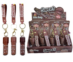 LIP GLOSS MARRON 3 TONOS CON LLAVERO OSO L6278