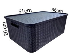 CANASTO RATAN NEGRO 51X36X20CM