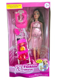 MUÑECA EMBARAZADA FASHION WOMEN BEBE CON CHANGUITO Y ACCESORIOS YQ-2-5
