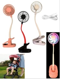 VENTILADOR PORTATIL CON PINZA Y LUZ RECARGABLE USB