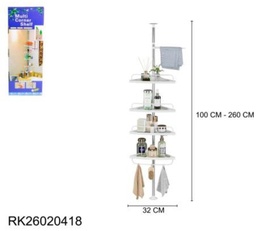 ESTANTE RINCONERO 4 NIVELES C/ GANCHOS 100-260CM X 32CM