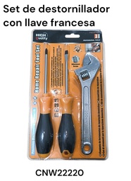 SET DE DESTORNILLADOR CON LLAVE FRANCESA 23604 HIGH QUALITY CNW22220
