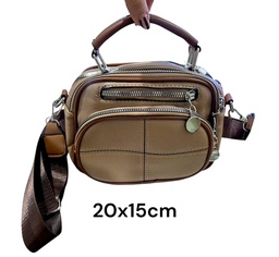 CARTERA CHICA 20X15CM CON AGARRE Y CORREA GRUESA 5 CIERRES A2558-5