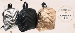 MOCHILA CHICA 20X27CM COSTURA ZIG ZAG METALIZADA 6703