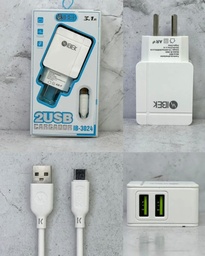 CARGADOR IBEK 2 USB C/ CABLE TIPO C IB-2024 IB-2025 3.1A
