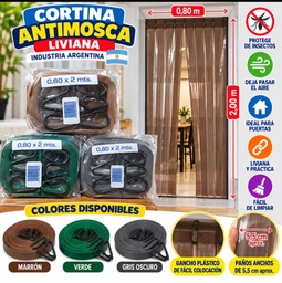 CORTINA ANTIMOSCA LIVIANA 0.80X2.00MTS EN BOLSA CON GANCHOL080