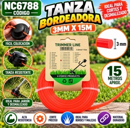 TANZA PARA BORDEADORA DE 3mm X 15 mts NC6788