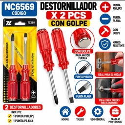 DESTORNILLADOR X 2 GOLPE EN BLISTER TZ269 NEW NC6569