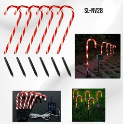 LUZ SOLAR ESTACA BASTON DE CARAMELO X6 49CM SLNV29 EN BOLSA