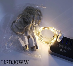 LUZ ALAMBRE CALIDA 30 LUCES C/ USB 3MTS USB30W