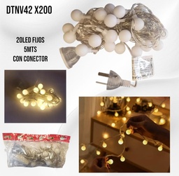 LUZ CALIDA 20LED BOLITAS EN BOLSA 5 MTS C/ CONECTOR