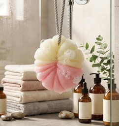 ESPONJA DE BAÑO GUSANO BICOLOR CON CUERDA KC59196