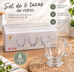 SET TAZAS DE VIDRIO X6 6X8CM EN CAJA HW73738