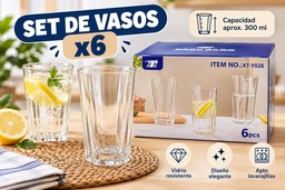 SET VASO DE VIDRIO X6 EN CAJA XT-Y026