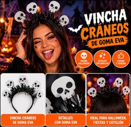 VINCHA HALLOWEEN CRANEOS DE GOMA EVA COLORES 1911-3