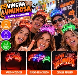 VINCHA ACRILICA HAPPY HALLOWEEN LUMINOSA 2510-017