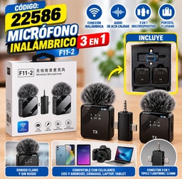 MICROFONO INALAMBRICO 3 EN 1 F11-2 EN CAJA COD 22586