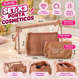 PORTA COSMETICO X3 MEDIDAS EN BOLSA RJ4145