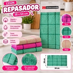 [YY2956] REPASADOR DE COCINA Y DISEÑO CUADROS GRANDES YY2956 38X64CM
