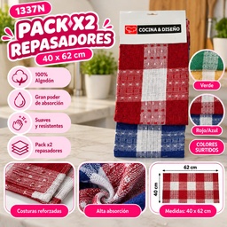 [YY2961] REPASADOR X 2 COCINA Y DISEÑO YY2961 ALGODON Y POLIESTER