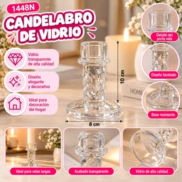 [YY3339] CANDELABRO 8X10CM VIDRIO LABRADO EN CAJA YY3339