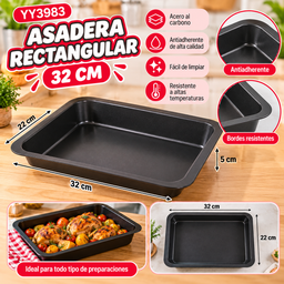 [YY3983] MOLDE RECTANGULAR ANTIADHERENTE 5X22X32CM COCINA Y DISEÑO YY3983