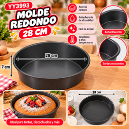 [YY3993] MOLDE REDONDO ANTIADHERENTE COCINA Y DISEÑO 7X28CM YY3993